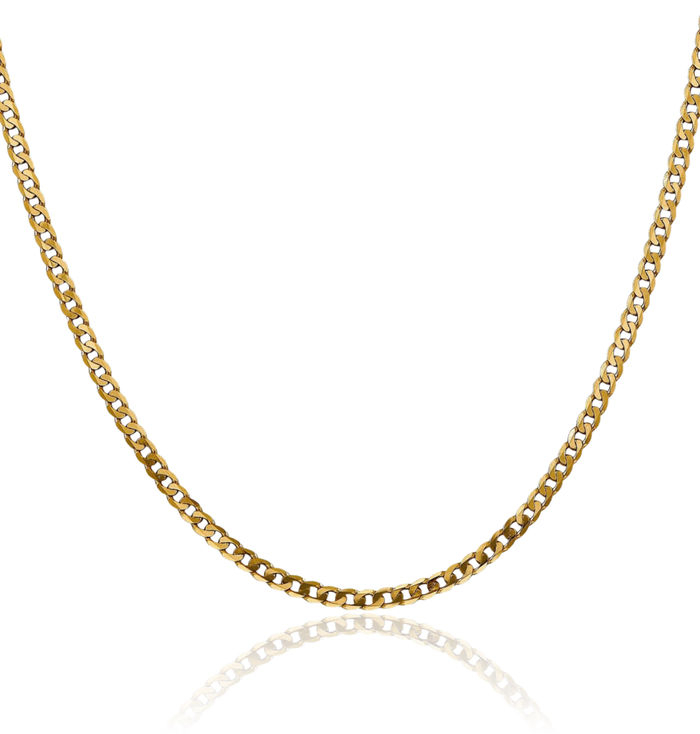 14K Solid Yellow Gold 2.9mm Curb Link Chain Necklace