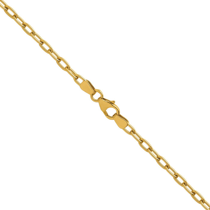 14K Solid Yellow Gold 2.9mm Oval Cable Rolo Link Chain Belcher Necklace