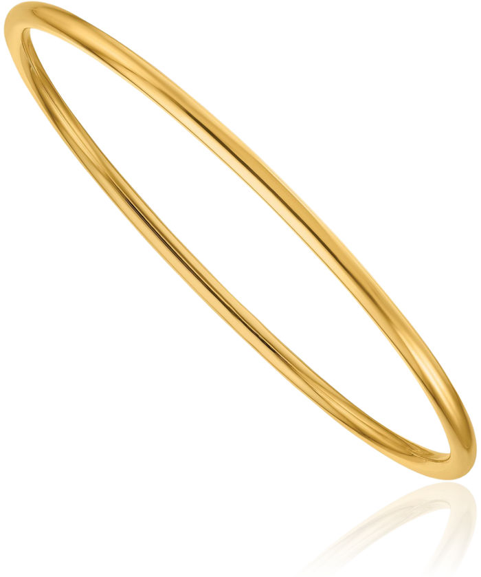 14K Solid Yellow Gold 2.9mm Slip On Bangle Bracelet