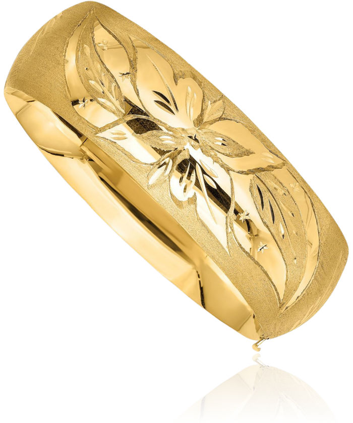 14K Solid Yellow Gold 20.65mm Florentine Bangle Bracelet