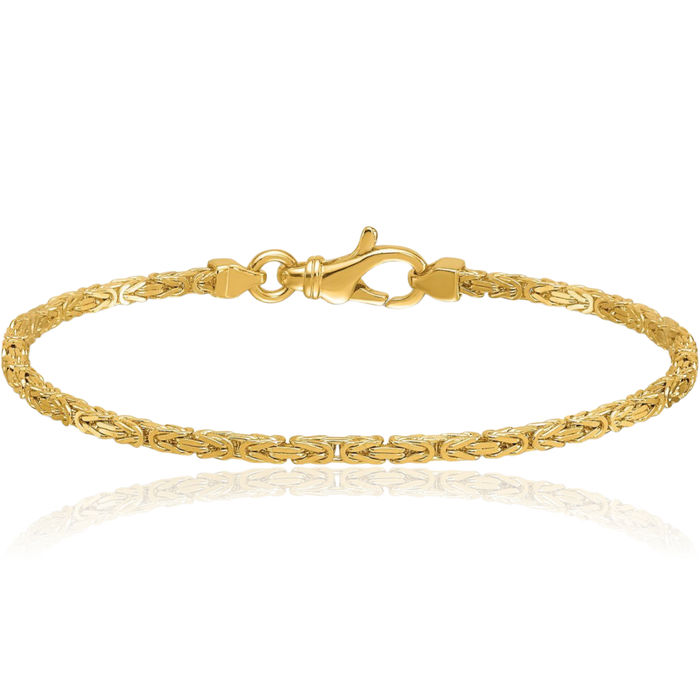 14K Solid Yellow Gold 2mm Byzantine Chain Bracelet