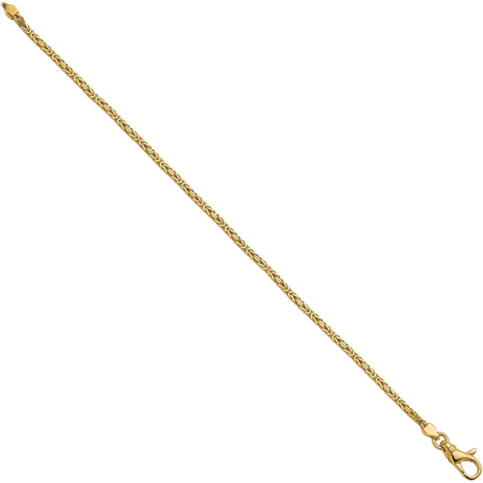 14K Solid Yellow Gold 2mm Byzantine Chain Bracelet