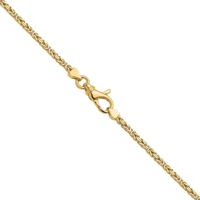 14K Solid Yellow Gold 2mm Byzantine Chain Necklace