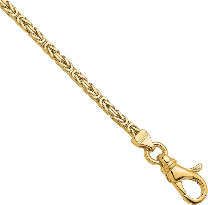 14K Solid Yellow Gold 2mm Byzantine Chain Necklace