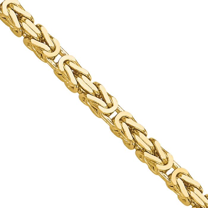 14K Solid Yellow Gold 2mm Byzantine Link Chain Necklace