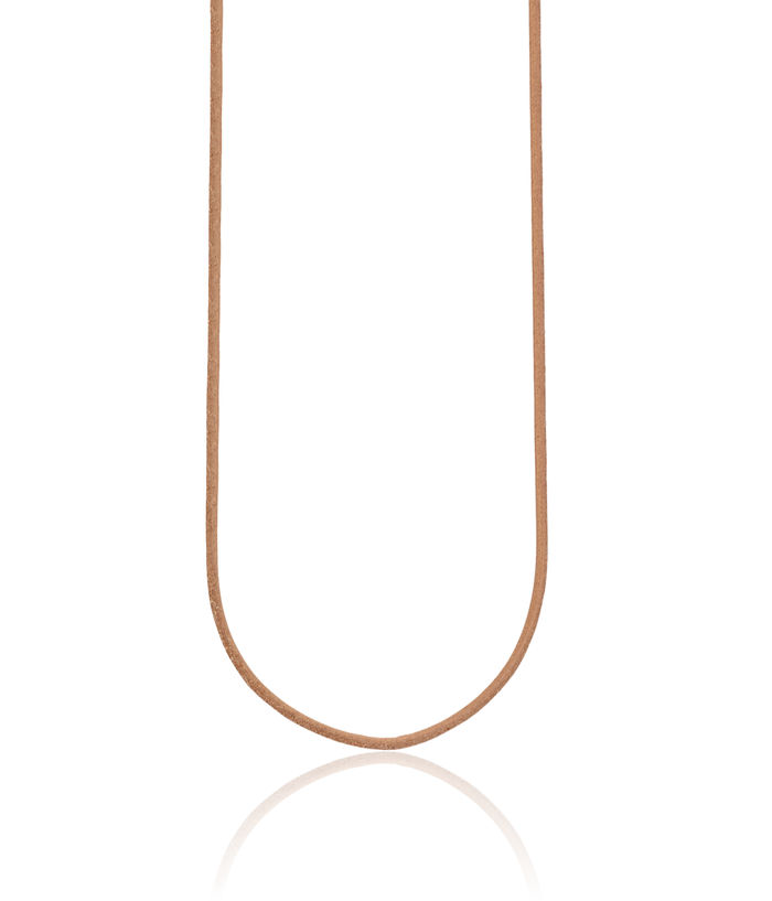 14K Solid Yellow Gold 2mm Cord Chain Leather Necklace