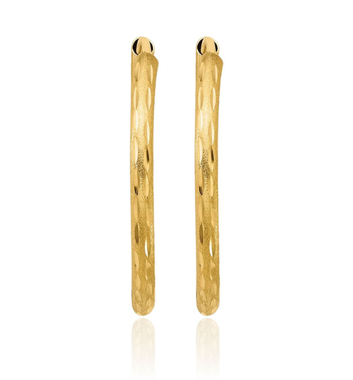 14K Solid Yellow Gold 2mm Endless Round Medium Hoop Earrings