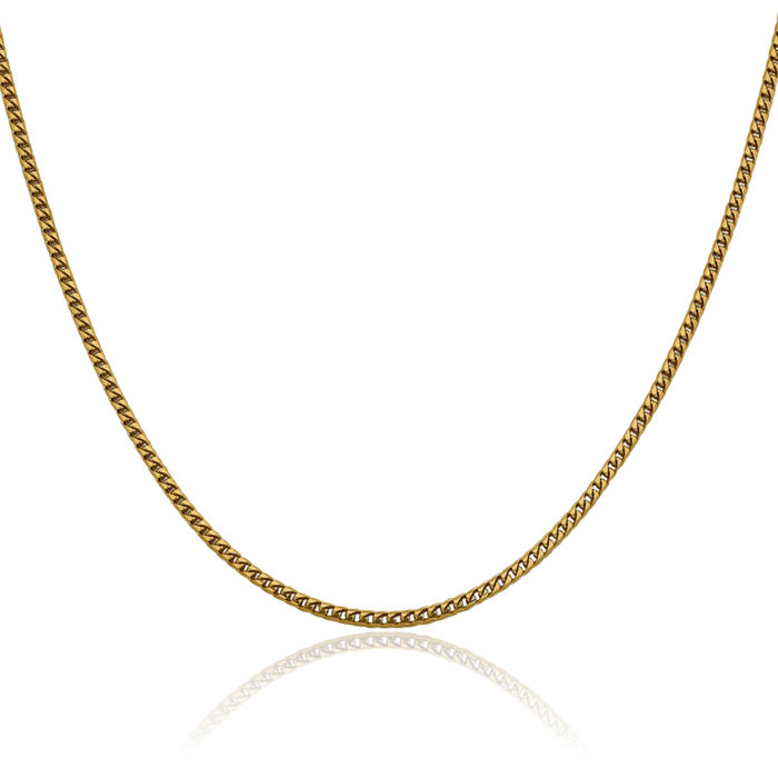 14K Solid Yellow Gold 2mm Franco Link Chain Necklace