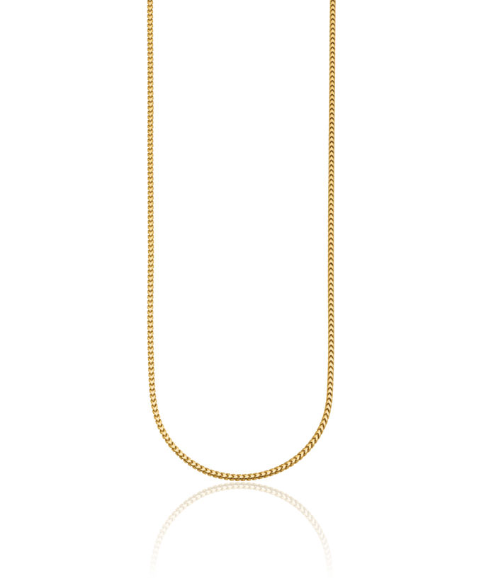 14K Solid Yellow Gold 2mm Franco Link Chain Necklace