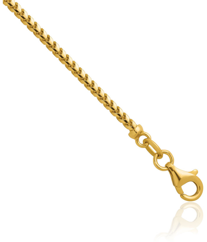 14K Solid Yellow Gold 2mm Franco Link Chain Necklace