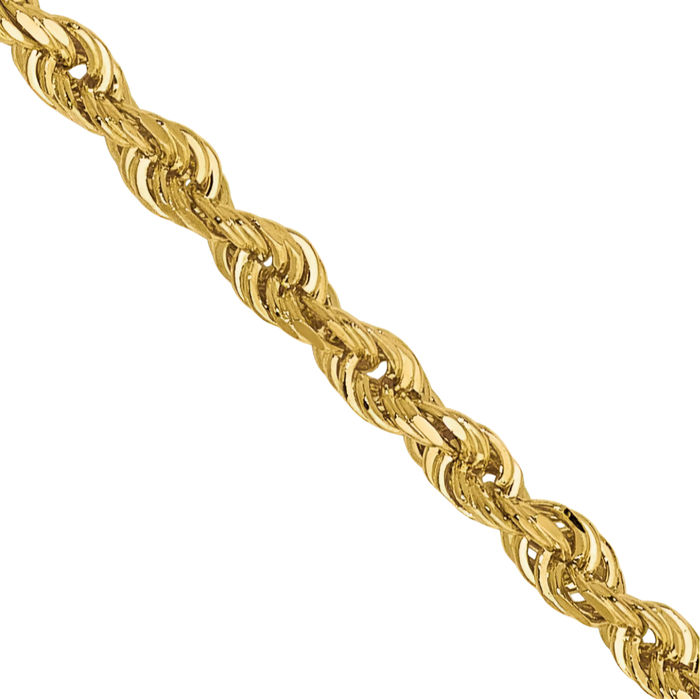 14K Solid Yellow Gold 2mm Quadruple Rope Chain Twisted Link Necklace