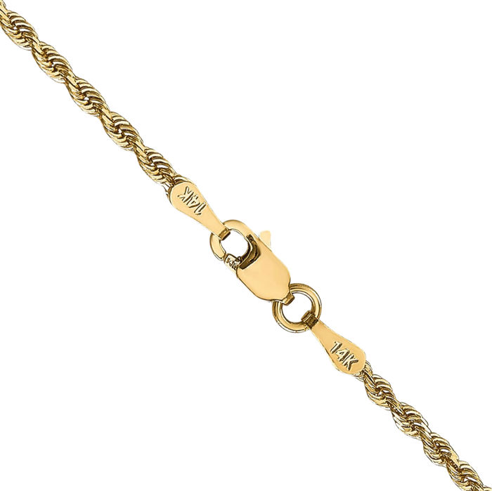 14K Solid Yellow Gold 2mm Quadruple Rope Chain Twisted Link Necklace