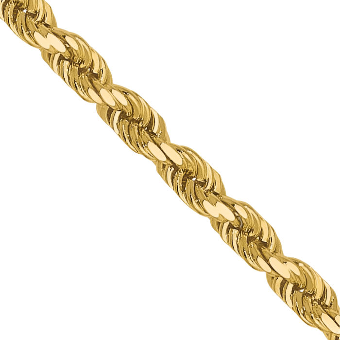 14K Solid Yellow Gold 2mm Rope Chain Twisted Link Necklace