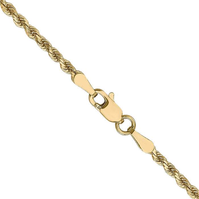 14K Solid Yellow Gold 2mm Rope Chain Twisted Link Necklace