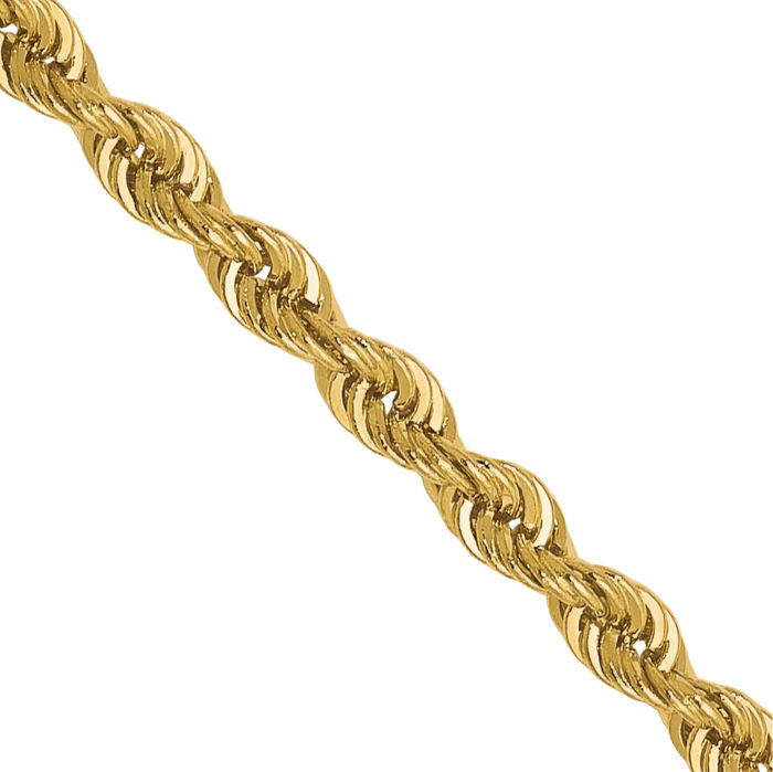 14K Solid Yellow Gold 2mm Rope Chain Twisted Link Necklace