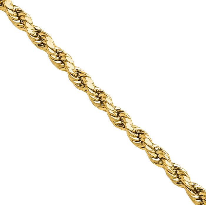 14K Solid Yellow Gold 2mm Rope Chain Twisted Link Necklace