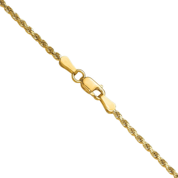 14K Solid Yellow Gold 2mm Rope Chain Twisted Link Necklace