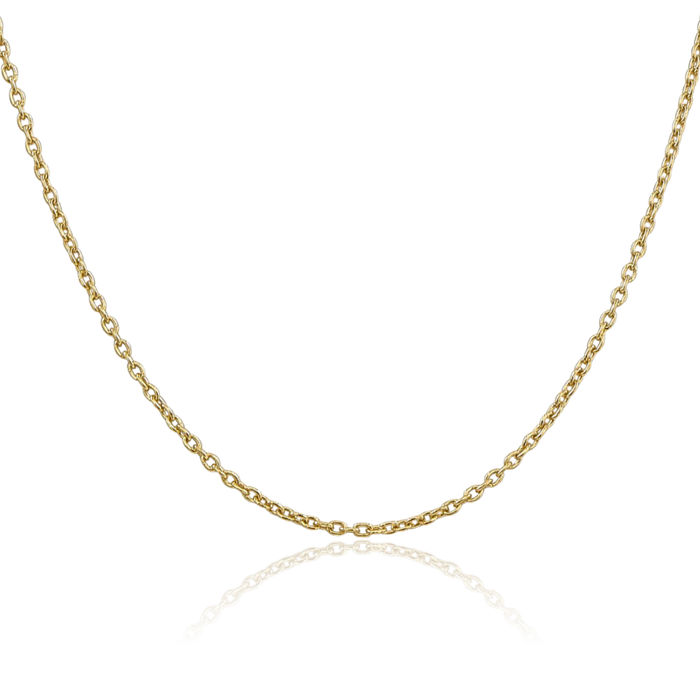 14K Solid Yellow Gold 2mm Round Cable Rolo Link Chain Belcher Necklace