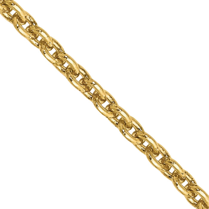 14K Solid Yellow Gold 2mm Round Cable Rolo Link Chain Belcher Necklace