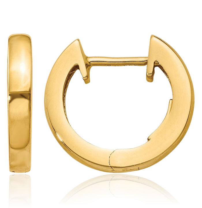 14K Solid Yellow Gold 2mm Round Huggie Small Hoop Earrings