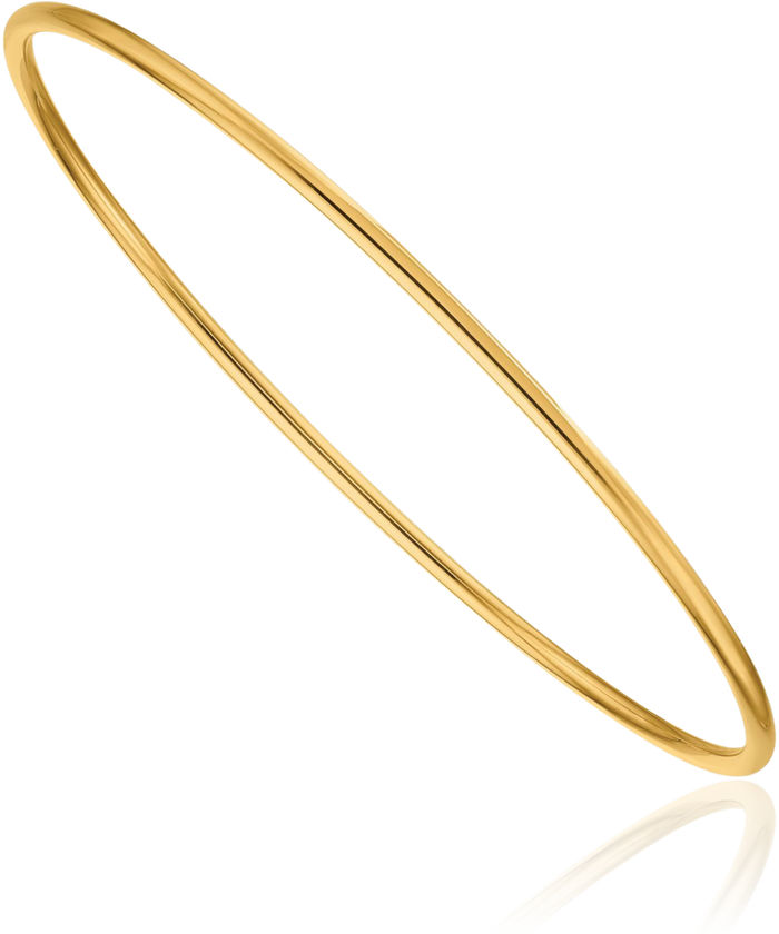 18K Solid Yellow Gold 2mm Slip On Bangle Bracelet