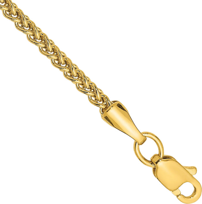 14K Solid Yellow Gold 2mm Spiga Wheat Link Chain Anklet Summer Beach Foot Ankle Bracelet