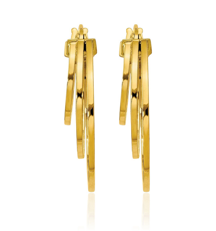 14K Solid Yellow Gold 3 Medium Hoop Earrings