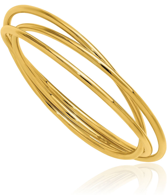 14K Solid Yellow Gold 3 Slip On Bangle Bracelet