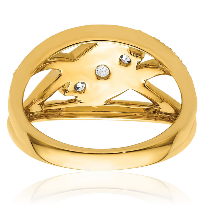 14K Solid Yellow Gold 3 Stone Diamond Ring