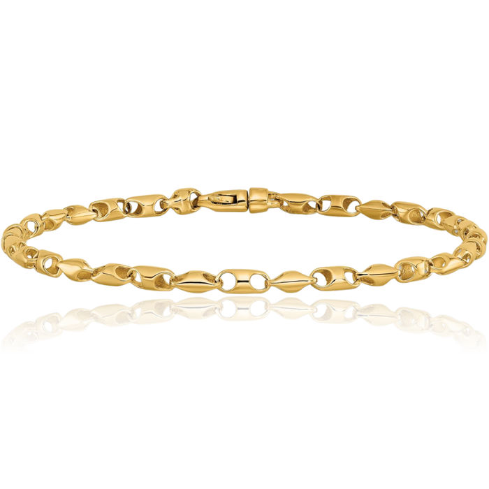 14K Solid Yellow Gold 3.1mm Link Chain Bracelet