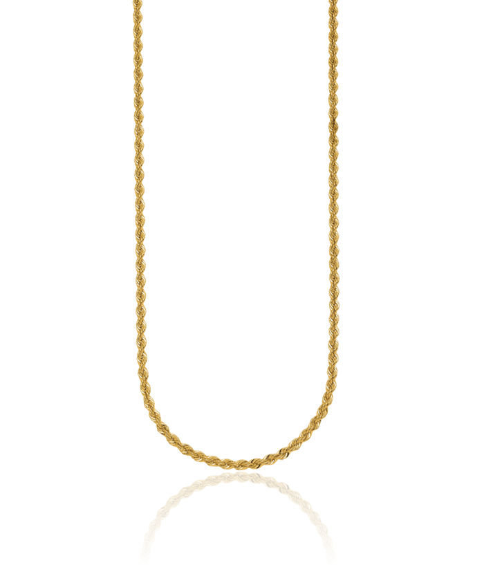 14K Solid Yellow Gold 3.1mm Rope Chain Twisted Link Necklace