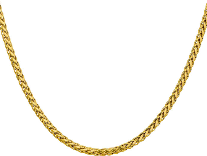 14K Solid Yellow Gold 3.1mm Spiga Wheat Link Chain Necklace