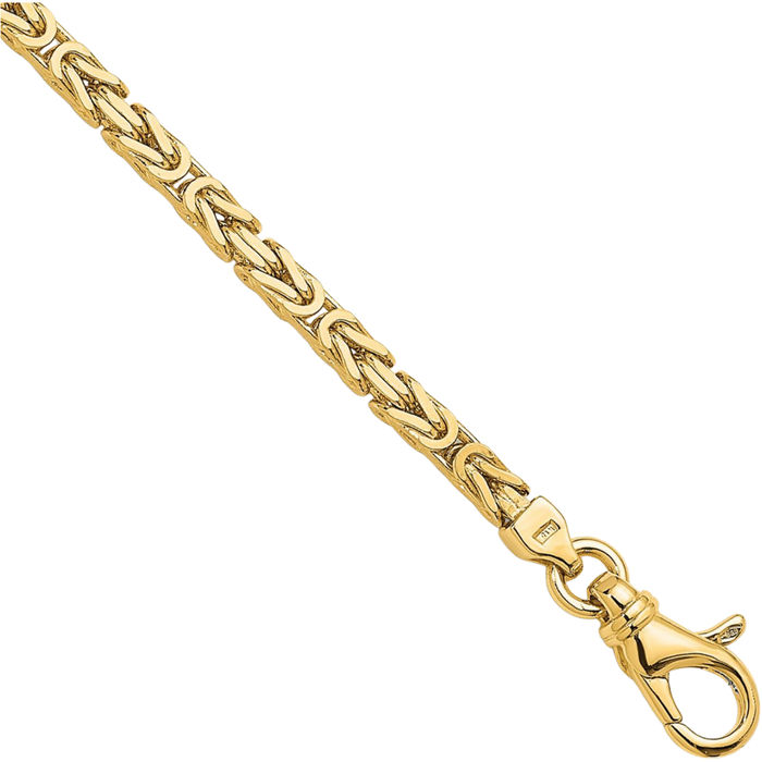 14K Solid Yellow Gold 3.25mm Byzantine Chain Bracelet