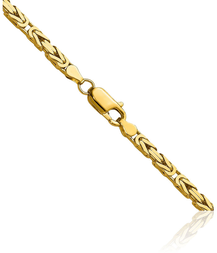 14K Solid Yellow Gold 3.25mm Byzantine Link Chain Necklace