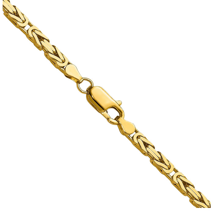 14K Solid Yellow Gold 3.25mm Byzantine Link Chain Necklace