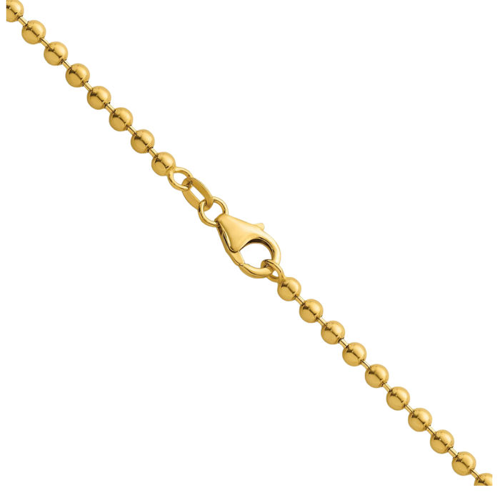 14K Solid Yellow Gold 3.2mm Beaded Ball Chain Necklace