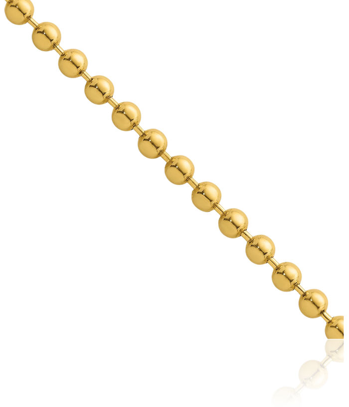 14K Solid Yellow Gold 3.2mm Beaded Ball Chain Necklace