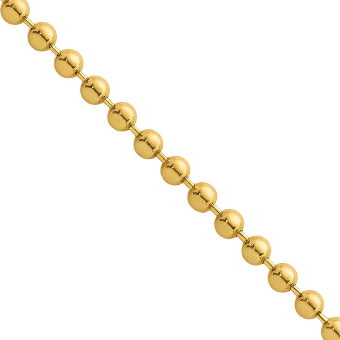 14K Solid Yellow Gold 3.2mm Beaded Ball Chain Necklace