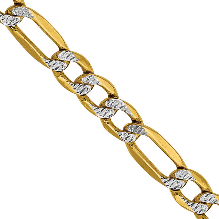 14K Solid Yellow Gold 3.2mm Figaro Link Chain Necklace