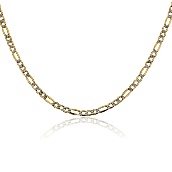 14K Solid Yellow Gold 3.2mm Figaro Link Chain Necklace