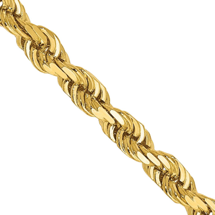 14K Solid Yellow Gold 3.35mm Quadruple Rope Chain Twisted Link Necklace