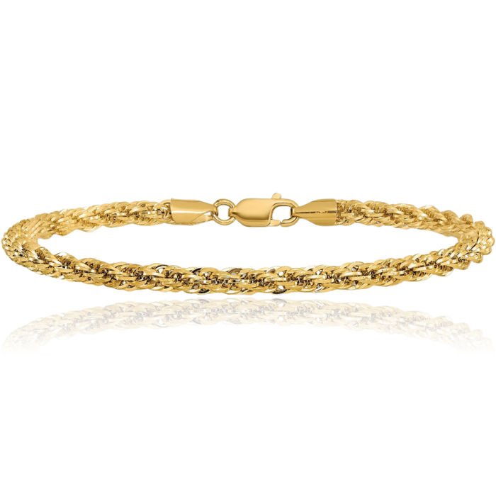 14K Solid Yellow Gold 3.3mm Chain Bracelet