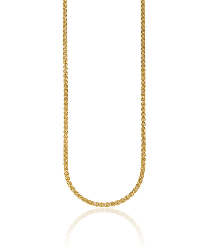 14K Solid Yellow Gold 3.3mm Spiga Wheat Link Chain Necklace