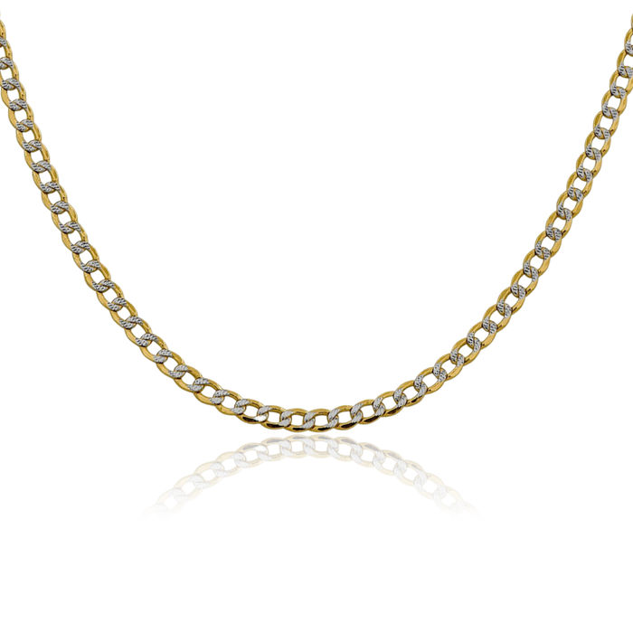 14K Solid Yellow Gold 3.4mm Curb Link Chain Necklace