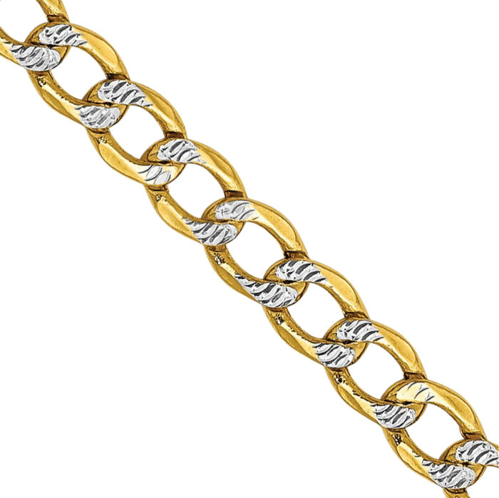 14K Solid Yellow Gold 3.4mm Curb Link Chain Necklace