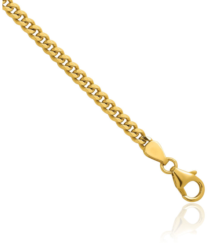 14K Solid Yellow Gold 3.4mm Curb Link Chain Necklace