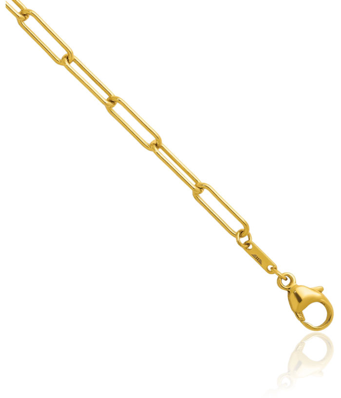 14K Solid Yellow Gold 3.4mm Paperclip Cable Rolo Link Chain Belcher Necklace