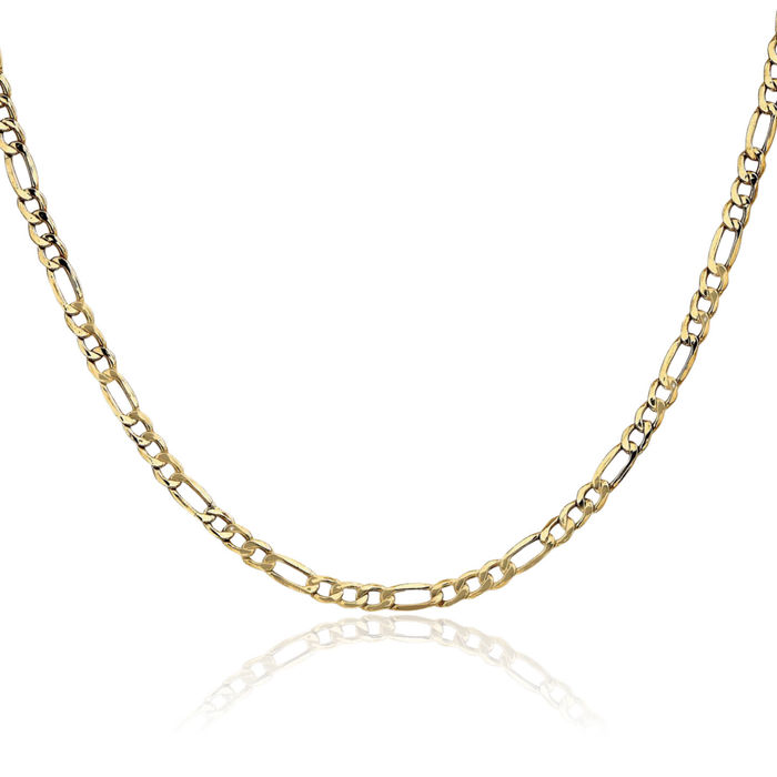 14K Solid Yellow Gold 3.5mm Figaro Link Chain Necklace