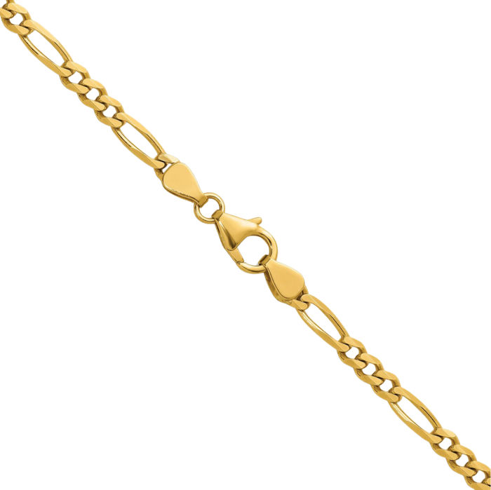 14K Solid Yellow Gold 3.5mm Figaro Link Chain Necklace