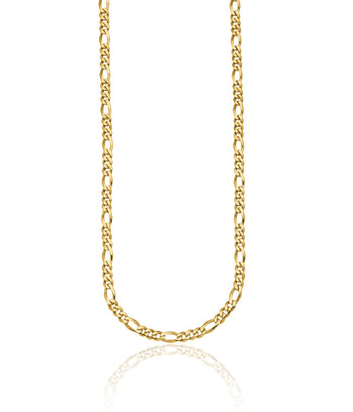 14K Solid Yellow Gold 3.5mm Figaro Link Chain Necklace